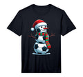 Funny Soccer Balls Santa Snowman T-Shirt - Casual Everyday Wear Unisex