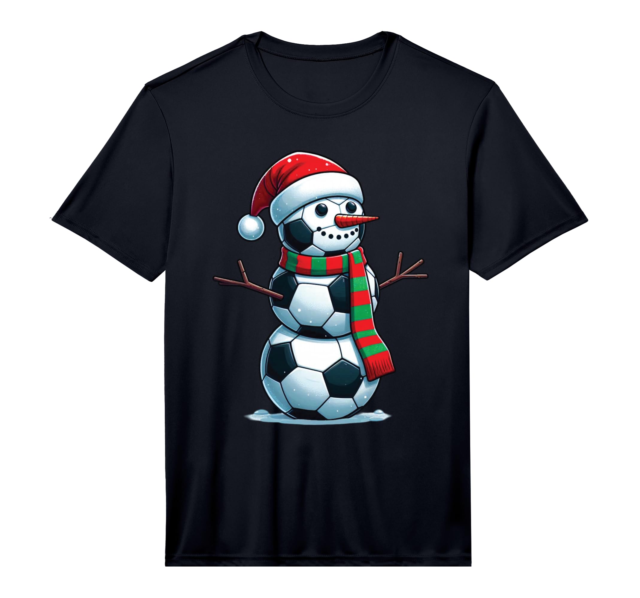 Funny Soccer Balls Santa Snowman T-Shirt - Casual Everyday Wear Unisex