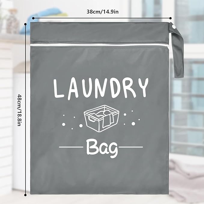 2 Pcs Large Travel Laundry Bag - Waterproof Wet Dry Washable for Dirty Clothes, Bathing Suit, Workout, Gym, Swimming, Yoga (Pink+Grey)