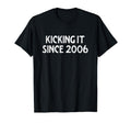 Kicking It Since 2006 Funny Soccer T-Shirt - Aesthetic Graphic for Adults