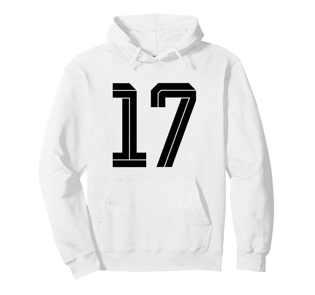17 White Number 17 Sports Fan Soccer Hoodie - Trendy Graphic for Adults