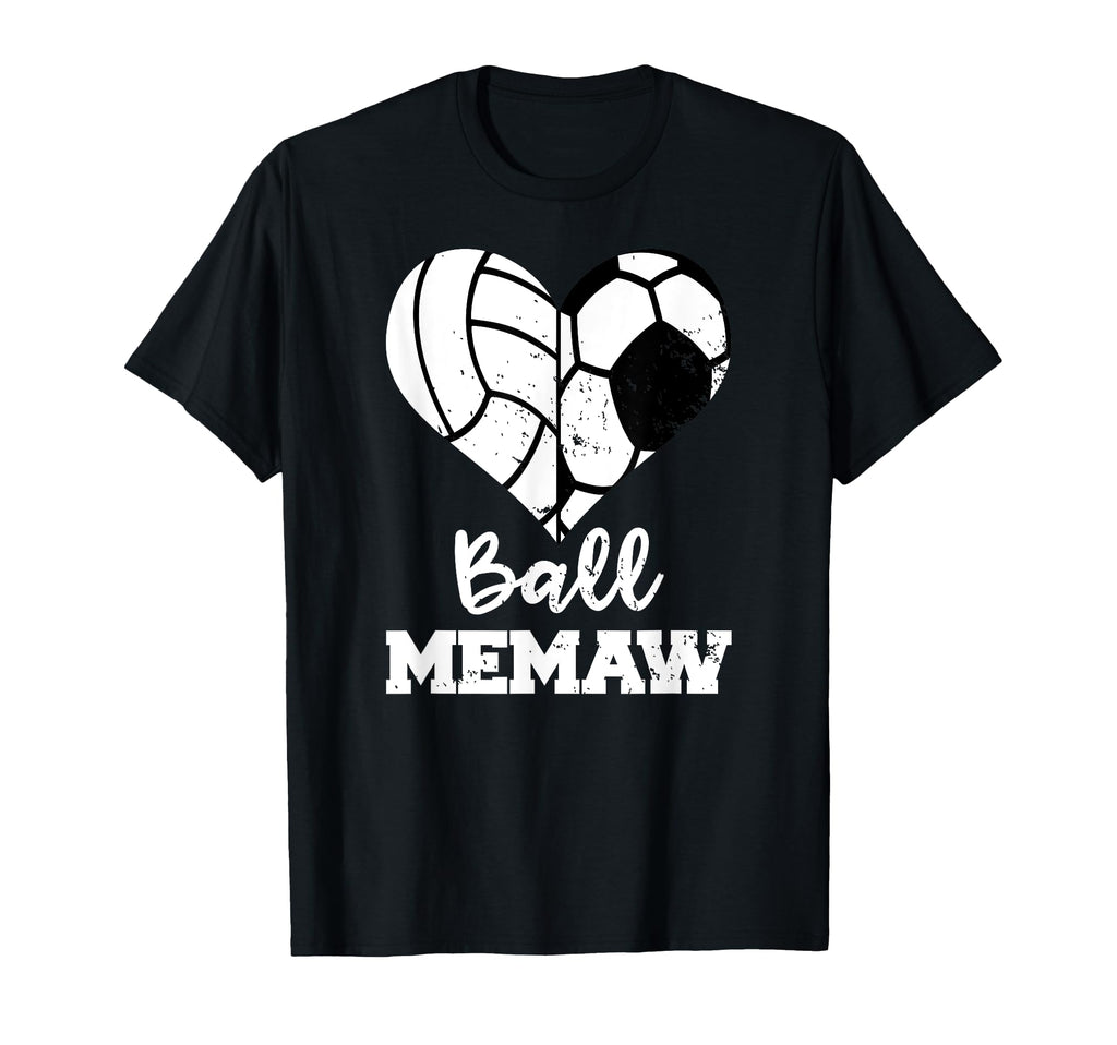 Ball Memaw Heart Funny Soccer T-Shirt - Streetwear Style for Adults