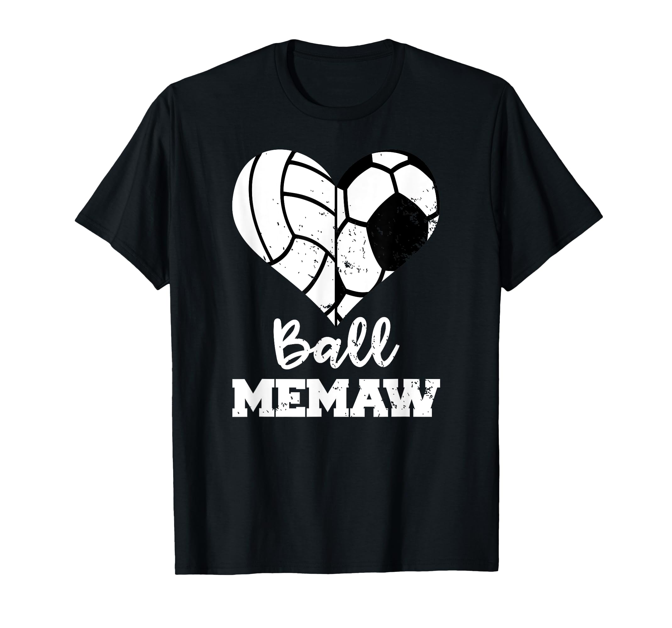 Ball Memaw Heart Funny Soccer T-Shirt - Streetwear Style for Adults