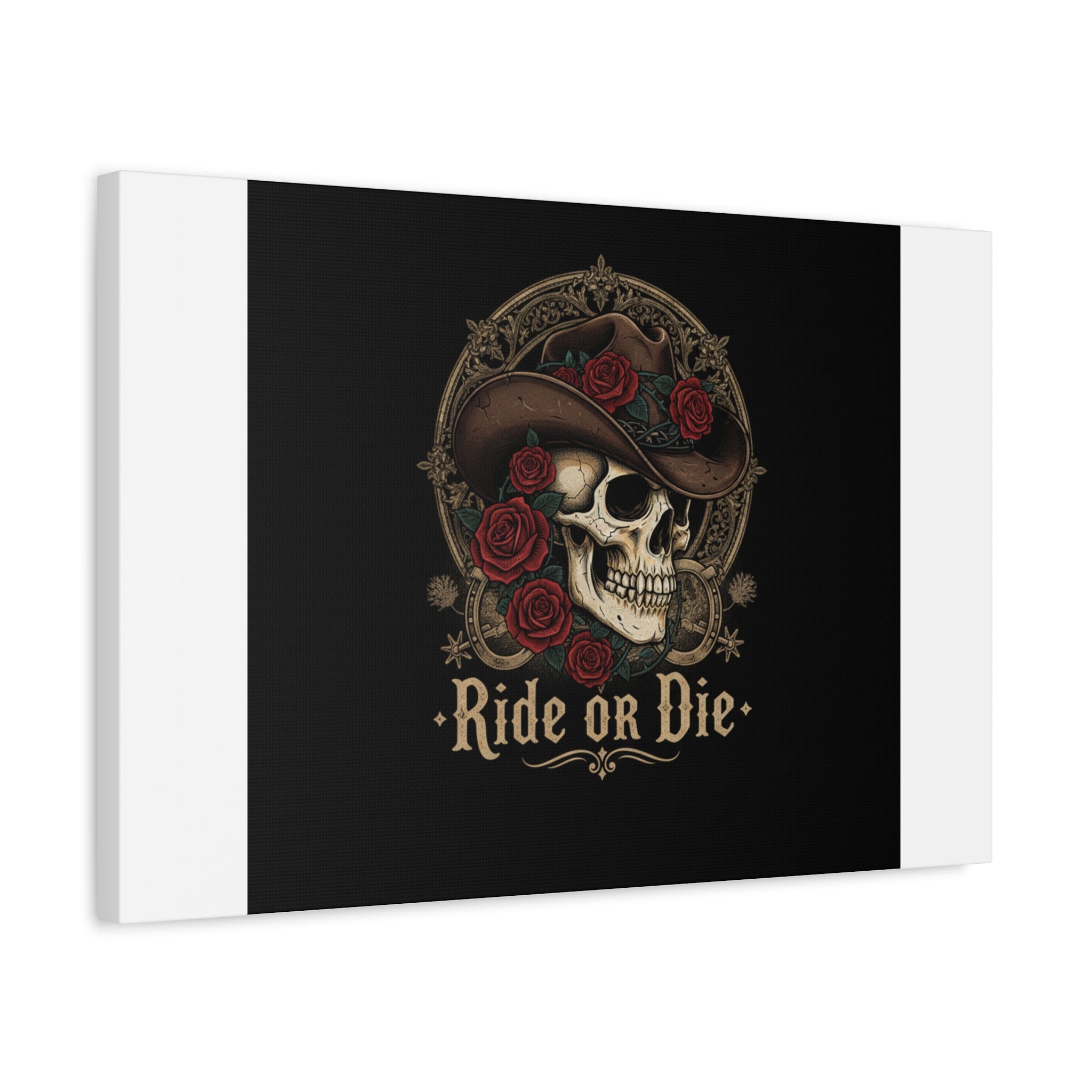 Ride or Die Skull Canvas | Western Skull Art, Gothic Americana