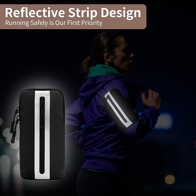 Running Phone Holder Armband, iPhone Arm Bands for Exercise, Running Arm Bands for Cell Phone, Phone Purse Cell Phone Holder for Walking (Black)