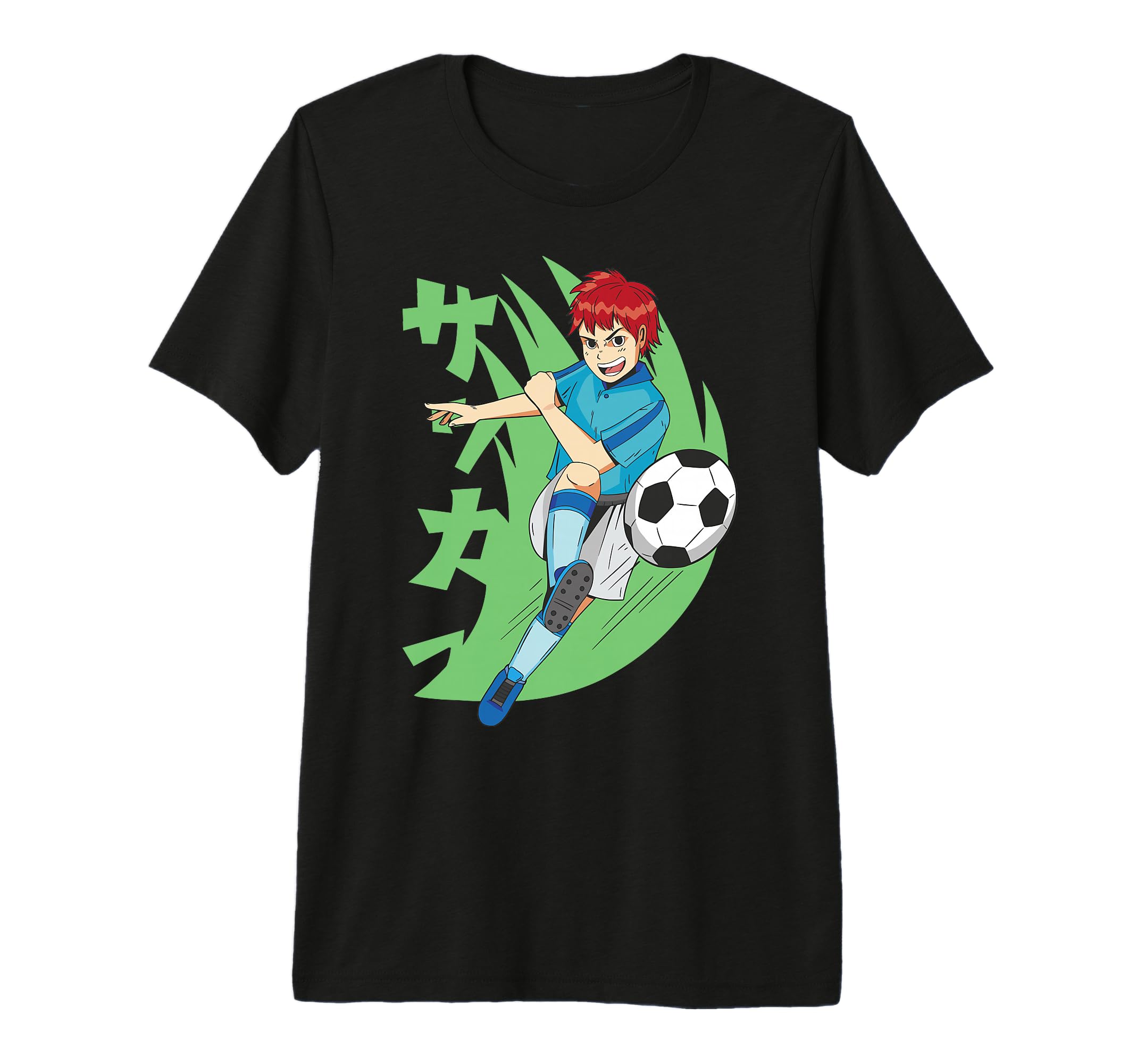 Anime Kicking Soccer Ball Tri Blend T-Shirt - Graphic Print Unisex