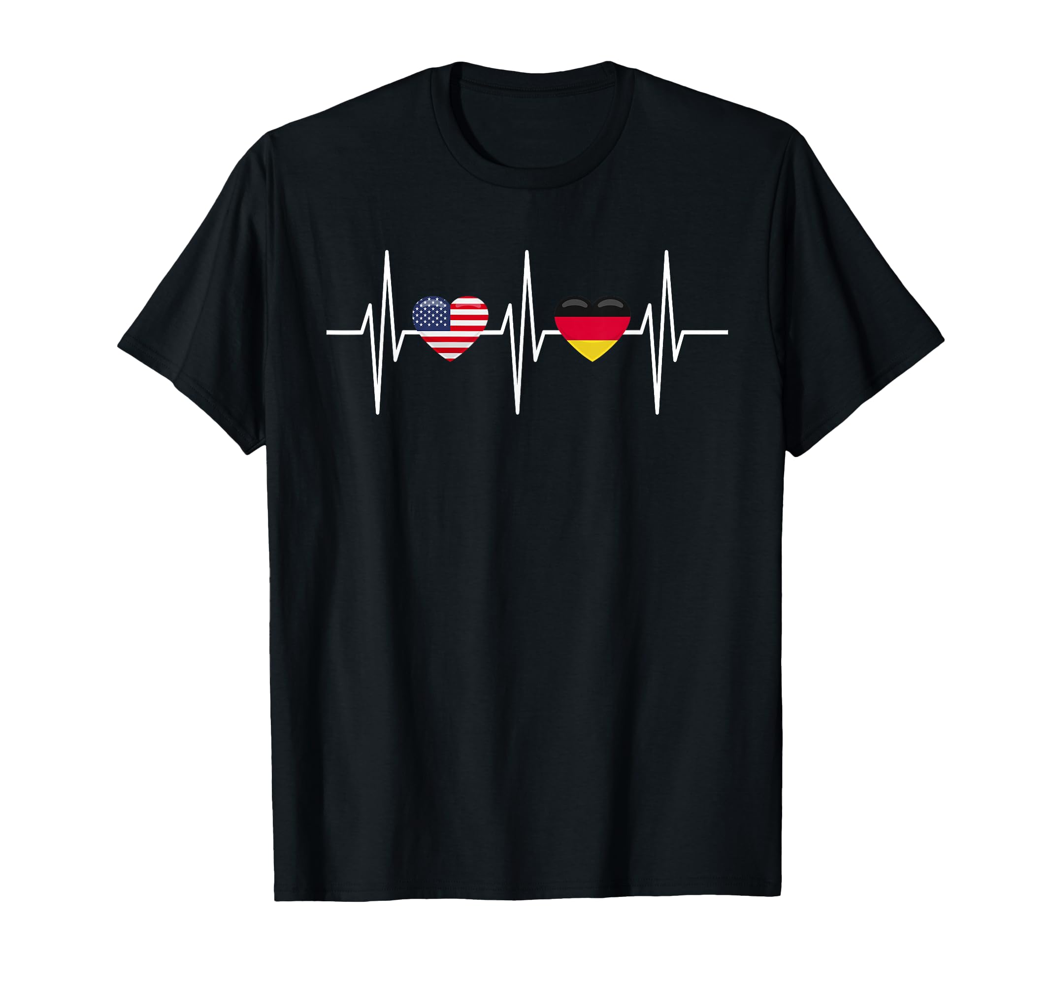 Usa Germany Heartbeat America German T-Shirt - Streetwear Style Men Women