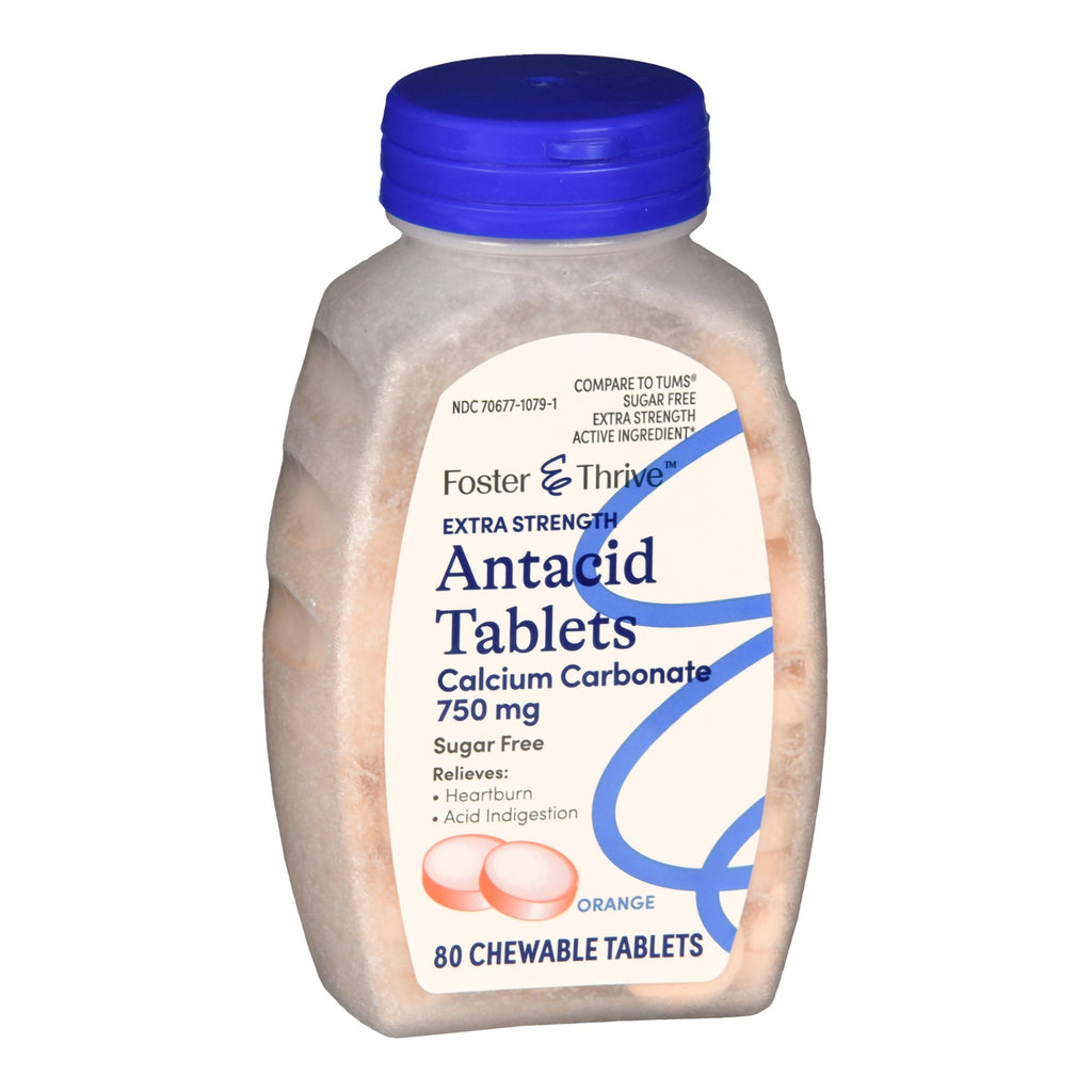 Foster & Thrive™ Extra Strength Antacid Calcium Carbonate Chewable Tablet Orange 70677107901