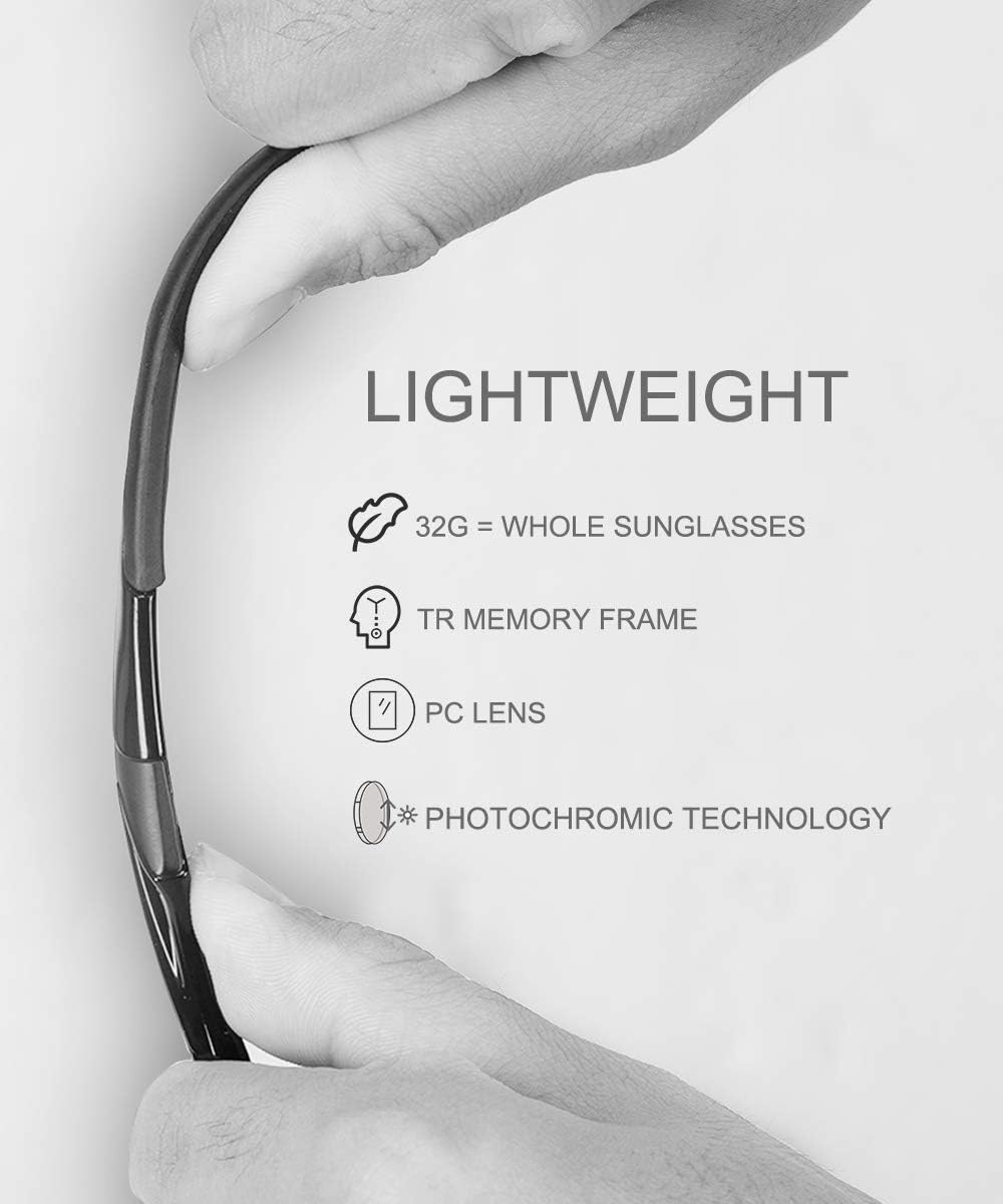 Aerodynamic Windproof Photochromic Cycling Sunglasses