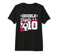 Soccer Birthday 10 Year Old Double T-Shirt - Minimalist Print Men Women