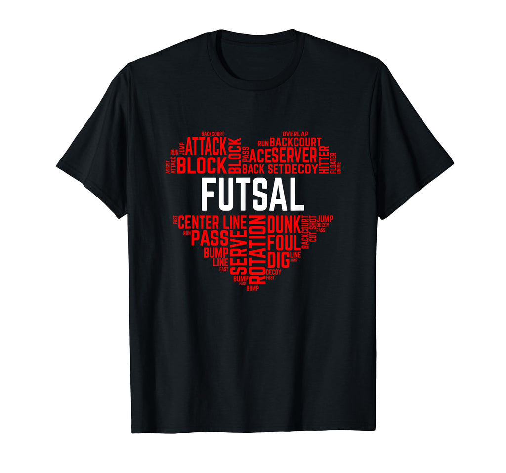 Futsal Love Indoor Soccer Heart T-Shirt - Minimalist Print Men Women