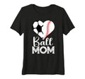 Womens Ball Mom Soccer Baseball Heart T-Shirt - Fun Novelty Design Unisex