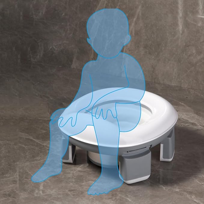 Kids Travel Potty | Foldable Car Potty | Potty Training Toilet w/Travel Bag & Potty Liners for Indoor and Outdoor (Blue)