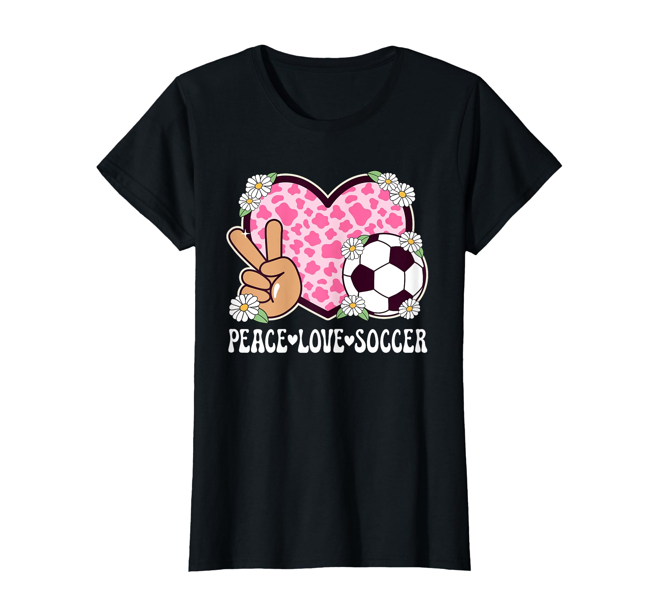 Peace Love Soccer Lover Cow Soccer T-Shirt - Trendy Graphic Unisex