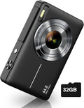 Digital Camera, Camkory FHD 1080P Kids Camera 44MP Point and Shoot Digital Cameras with 32GB SD Card, 16X Zoom, Two Batteries, Lanyard, Compact Small Camera for Kids Boys Girls