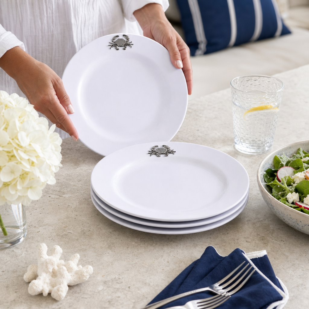 Crab Melamine Lunch Plates - Set of 4