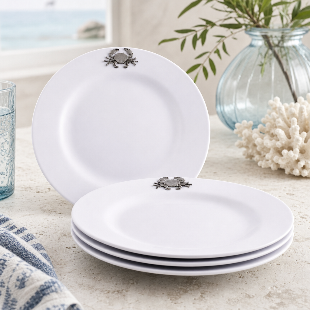 Crab Melamine Lunch Plates - Set of 4