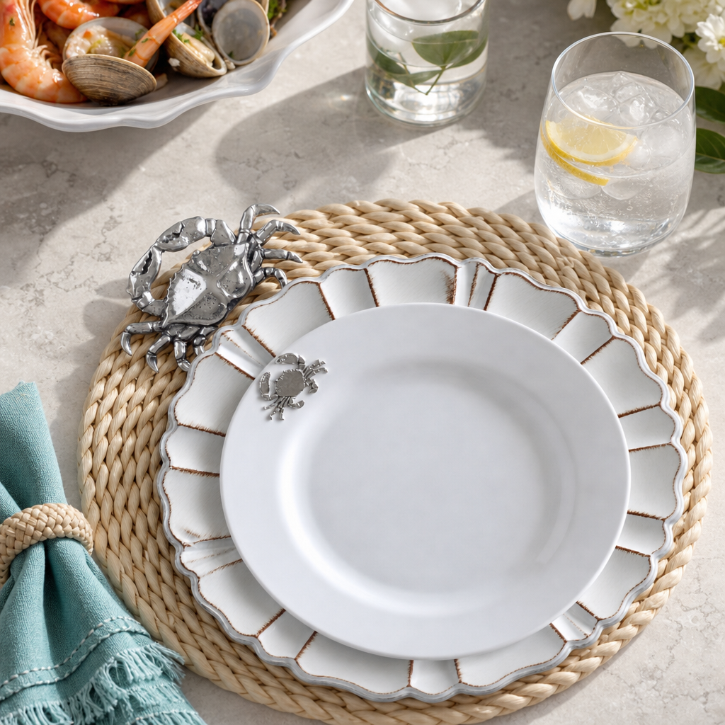 Crab Melamine Lunch Plates - Set of 4