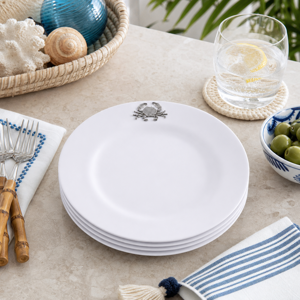 Crab Melamine Lunch Plates - Set of 4