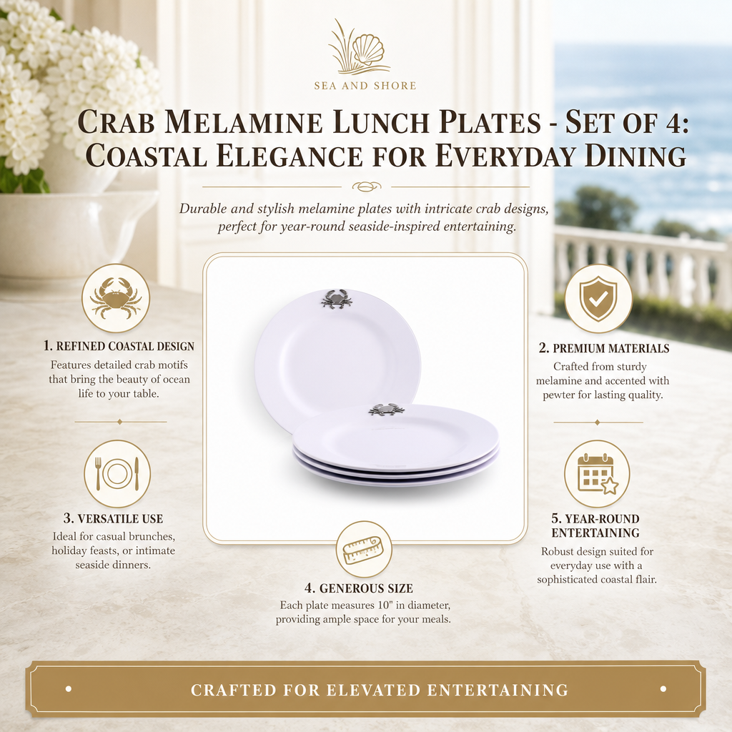 Crab Melamine Lunch Plates - Set of 4