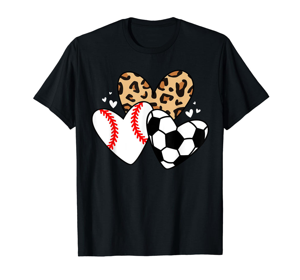 Soccer Baseball Heart Funny Soccer T-Shirt - Casual Everyday Wear Unisex