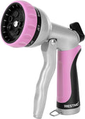 RESTMO Garden Hose Nozzle, Heavy Duty Metal Water Hose Nozzle with 7 Adjustable Spray Patterns, High Pressure Hand Sprayer with Flow Control, Best for Watering Plant & Lawn, Washing Car & Pet, Pink