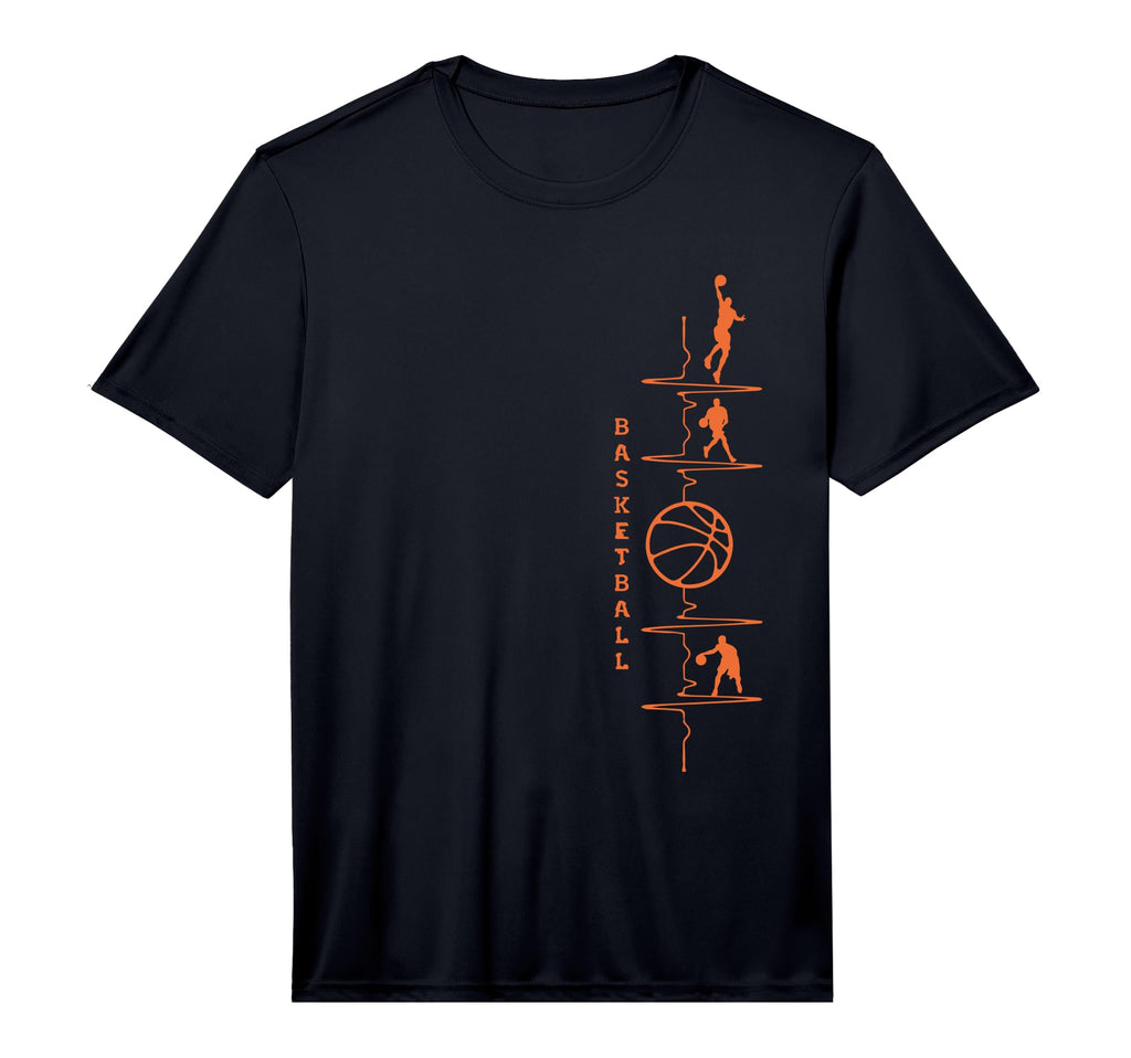 Basketball Heartbeat Basketball T-Shirt - Novelty Apparel for Adults