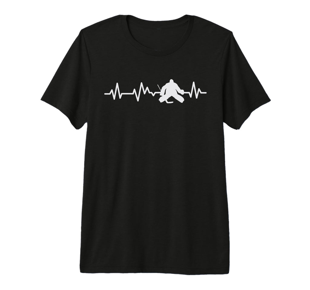 Ice Hockey Goalie Heartbeat Line T-Shirt - Aesthetic Graphic Men Women
