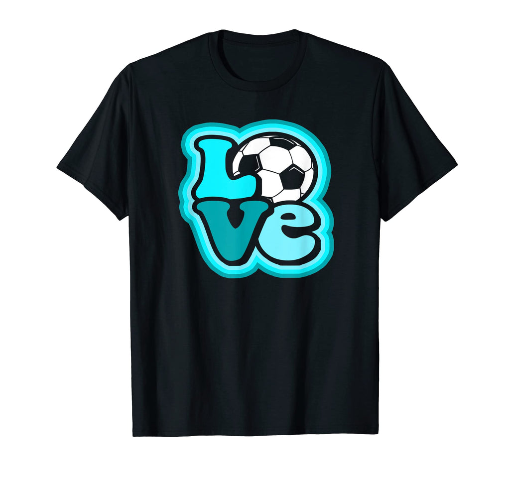 Soccer Love Teen Turquoise Blue T-Shirt - Graphic Print for Adults