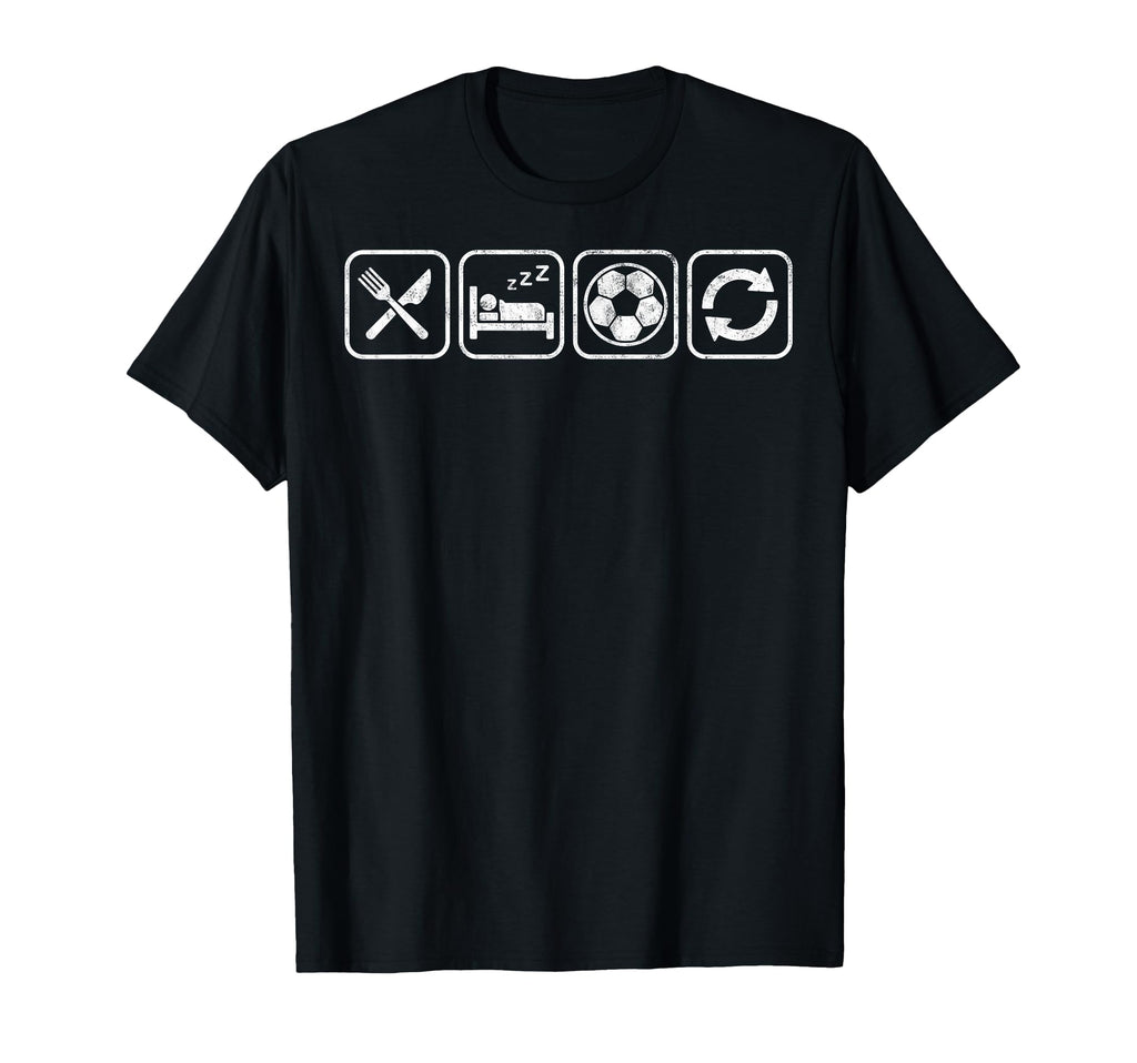 Eat Sleep Soccer Repet Goalie Player Fan T-Shirt - Novelty Apparel Unisex