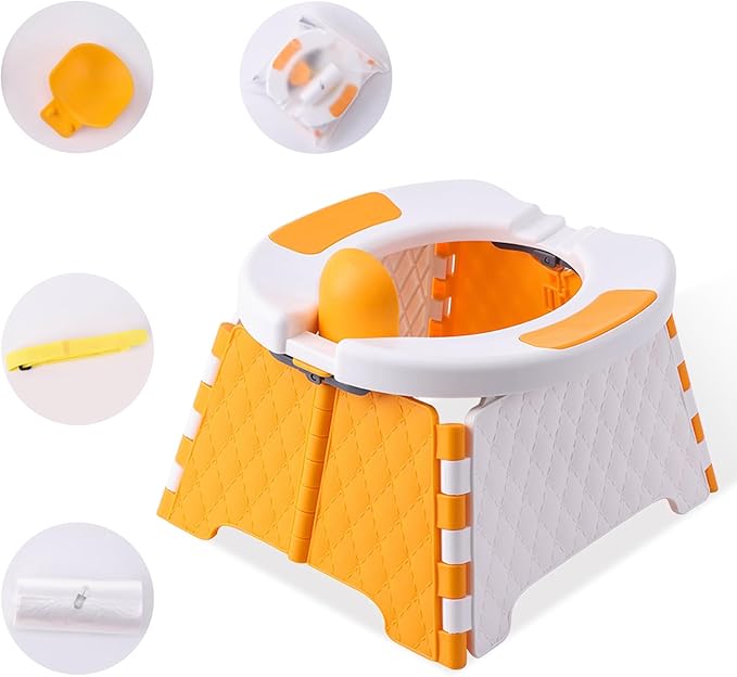 Portable Potty for Toddler Travel, Kids Travel Potty Training Chair with Travel Bag, Baby Potty Training Toilet for Outdoor and Indoor Easy to Clean(Orange) by Yszawmx, Includes 30 Replacement Bags