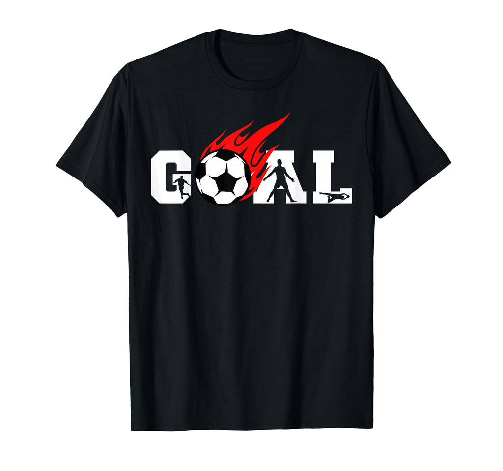 Soccer Goal Ball Fire T-Shirt - Trendy Graphic Men Women