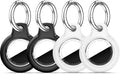 Upgrade Waterproof 4 Pack Airtags Holder with Apple Airtags Keychain, Hard PC Air Tag Case, Anti-Scratch & Shock Air tag Holder, Men's Women's Keyrings & Keychains -Black+White+Rose Red+Reden