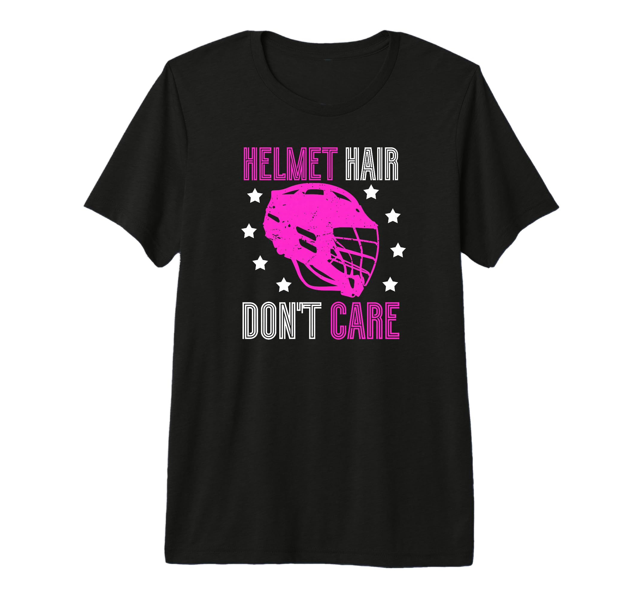 Helmet Hair Dont Care Lacrosse Goalie T-Shirt - Unique Graphic Men Women