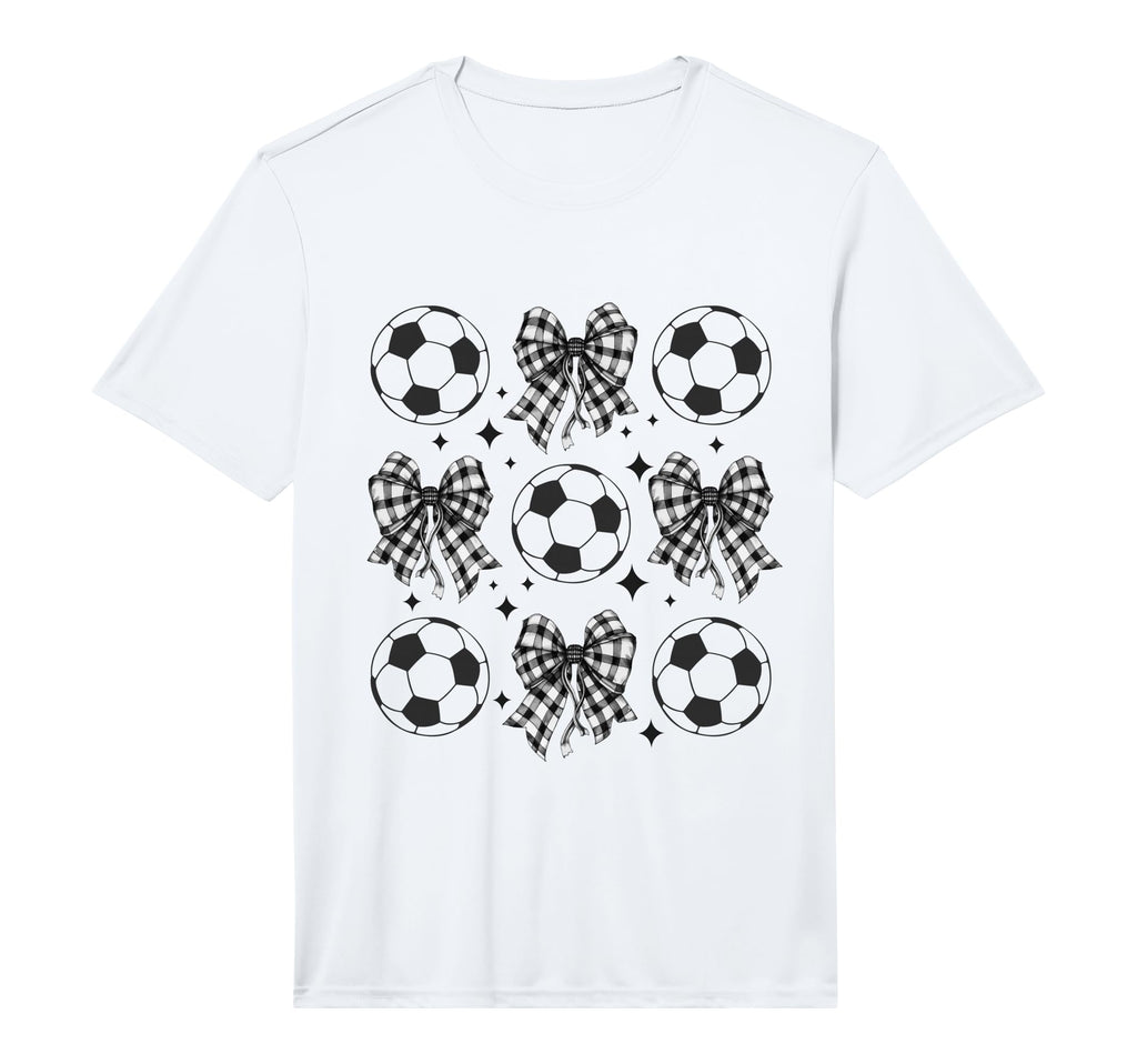 Soccer Ball Coquette Bow Soccer T-Shirt - Casual Everyday Wear Men Women