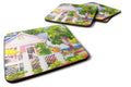 White Cottage at the beach Foam Coasters Set of 4 Cup Coasters for Indoor Outdoor, Tabletop Protection, Anti Slip, Mouse pad Material