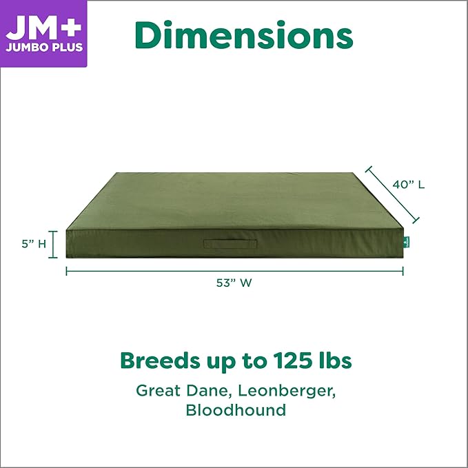 FurHaven Cooling Dog Bed – XXL Foam Mattress for Joint Pain Relief, Waterproof Liner, Removable Washable Cover, Durable for Outdoor Use, Deluxe Grid Indoor/Outdoor Bed – Green, Jumbo Plus