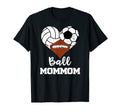 Ball Mommom Heart Funny Volleyball Soccer T-Shirt - Graphic Print Unisex