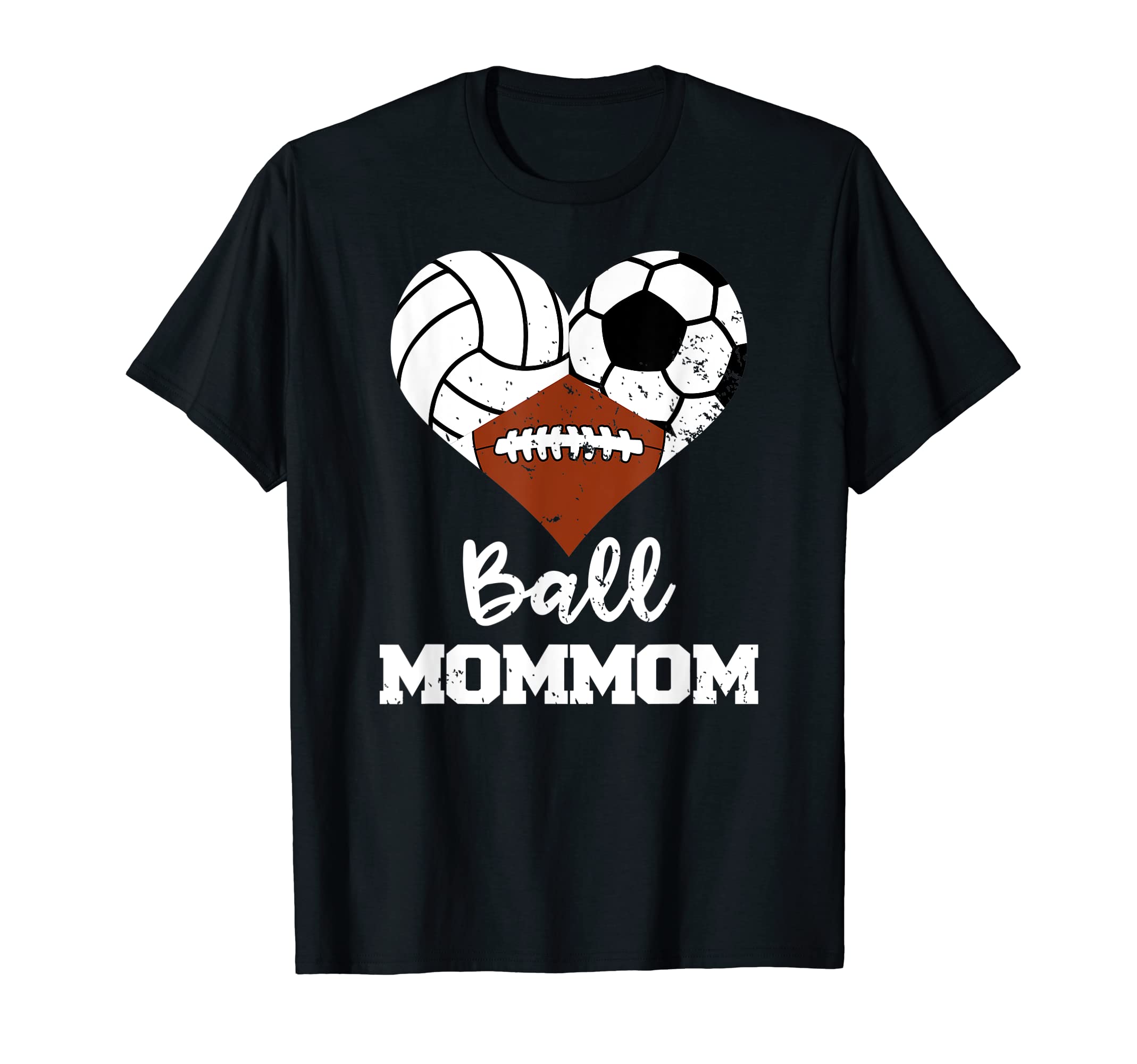 Ball Mommom Heart Funny Volleyball Soccer T-Shirt - Graphic Print Unisex