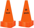 Soccer Cones (9 Inch 20 Pack), Agility Training Sport Cone with Carry Bag for Drilling Football Basketball Field Markers,