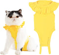 Cat Recovery Suit for Abdominal Wounds and Skin Diseases,Breathable Surgical Recovery Shirt After Surgery Wear Anti Licking Wounds,E-Collar Alternative for Female Cats Kitten(RSC01-yellow-s)