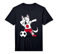 Dabbing Husky Japan Soccer Fans T-Shirt - Novelty Apparel for Adults