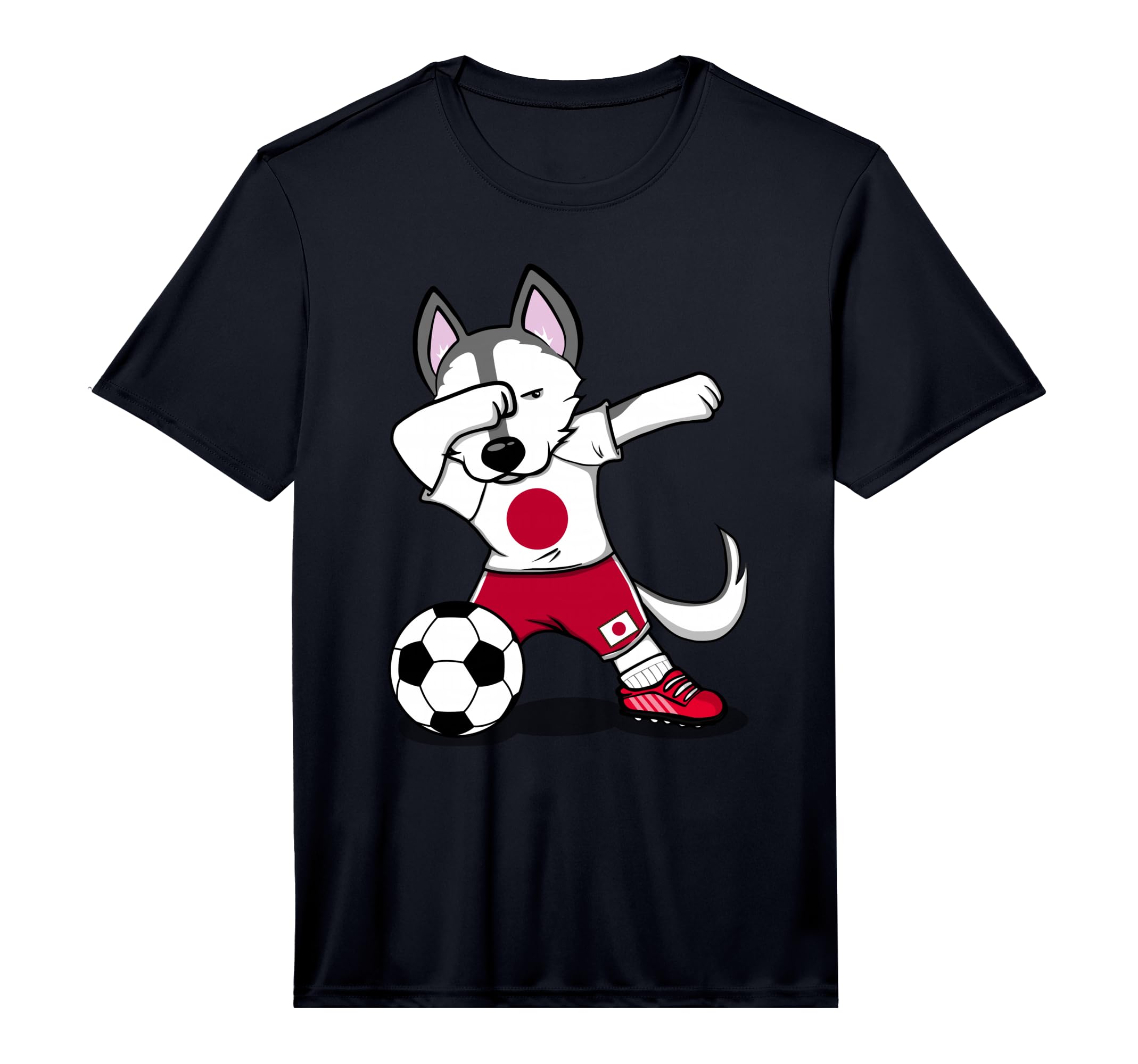 Dabbing Husky Japan Soccer Fans T-Shirt - Novelty Apparel for Adults