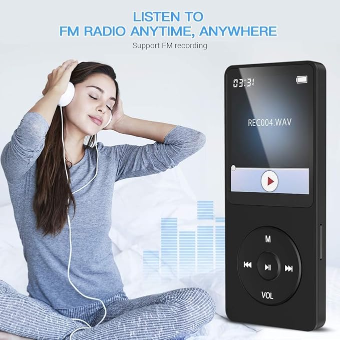 AGPTEK A02PL 64GB MP3 Player, 70 Hours Playback Lossless Sound Music Player, Supports up to 128GB(Black)