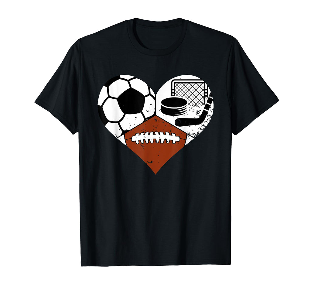 Soccer Football Hockey Heart Funny Sport T-Shirt - Unique Graphic Unisex