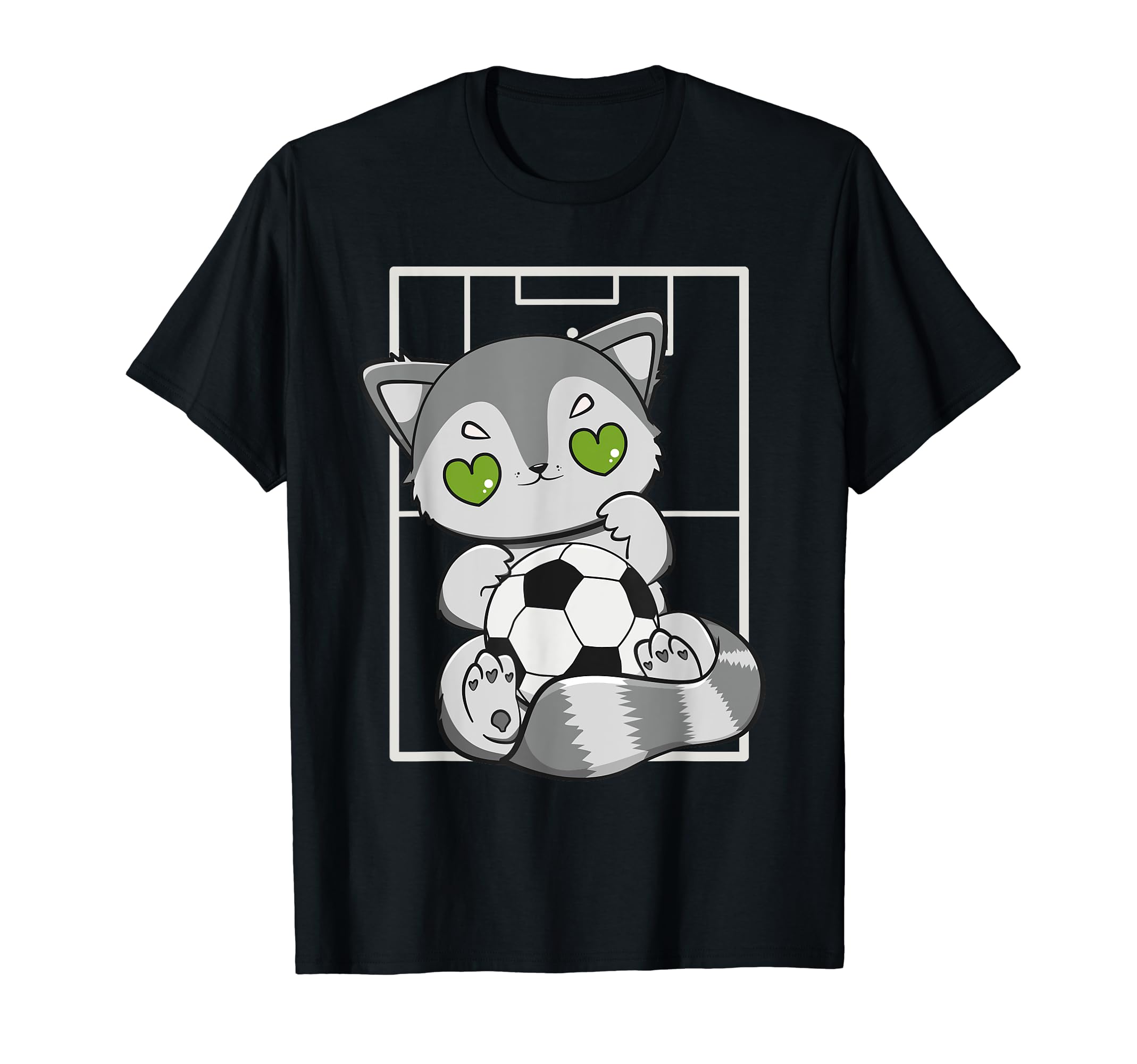 Racoon Plays Soccer Player Coach T-Shirt - Casual Everyday Wear Men Women