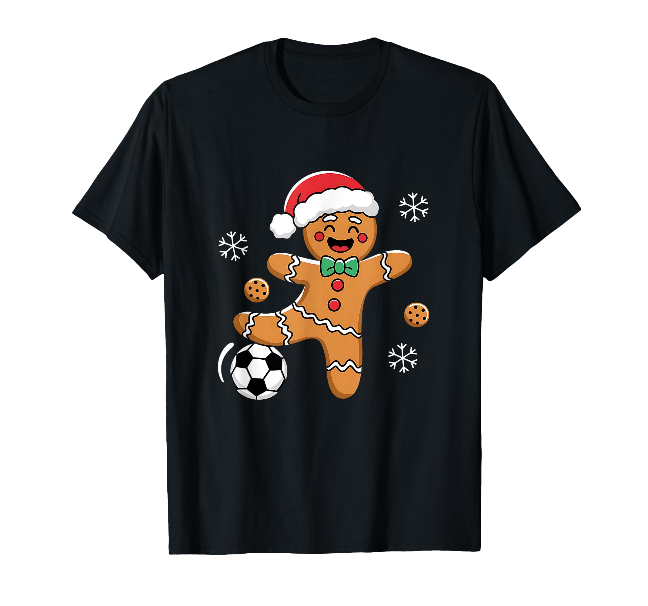 Gingerbread Soccer Santa Fun Holiday T-Shirt - Novelty Apparel Unisex