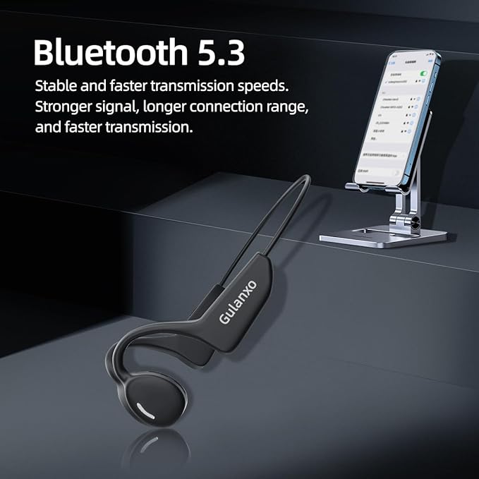 Open Ear Headphones, Open Wireless Earphones, 15HBluetooth Playback 5.3 Sports Earphones, Built-in Microphone, Suitable for Sports Running,Exercise (Deep Black)