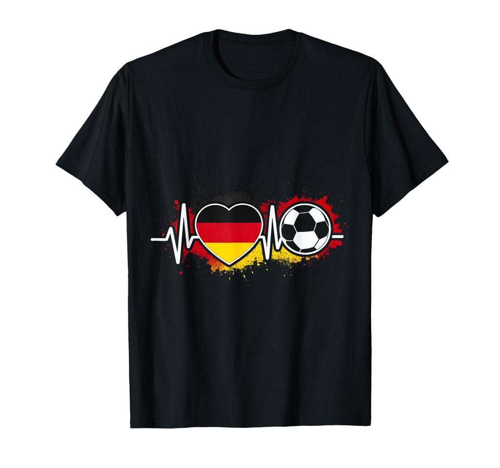 Germany Flag Heart Soccer Ball Heartbeat T-Shirt - Graphic Print for Adults