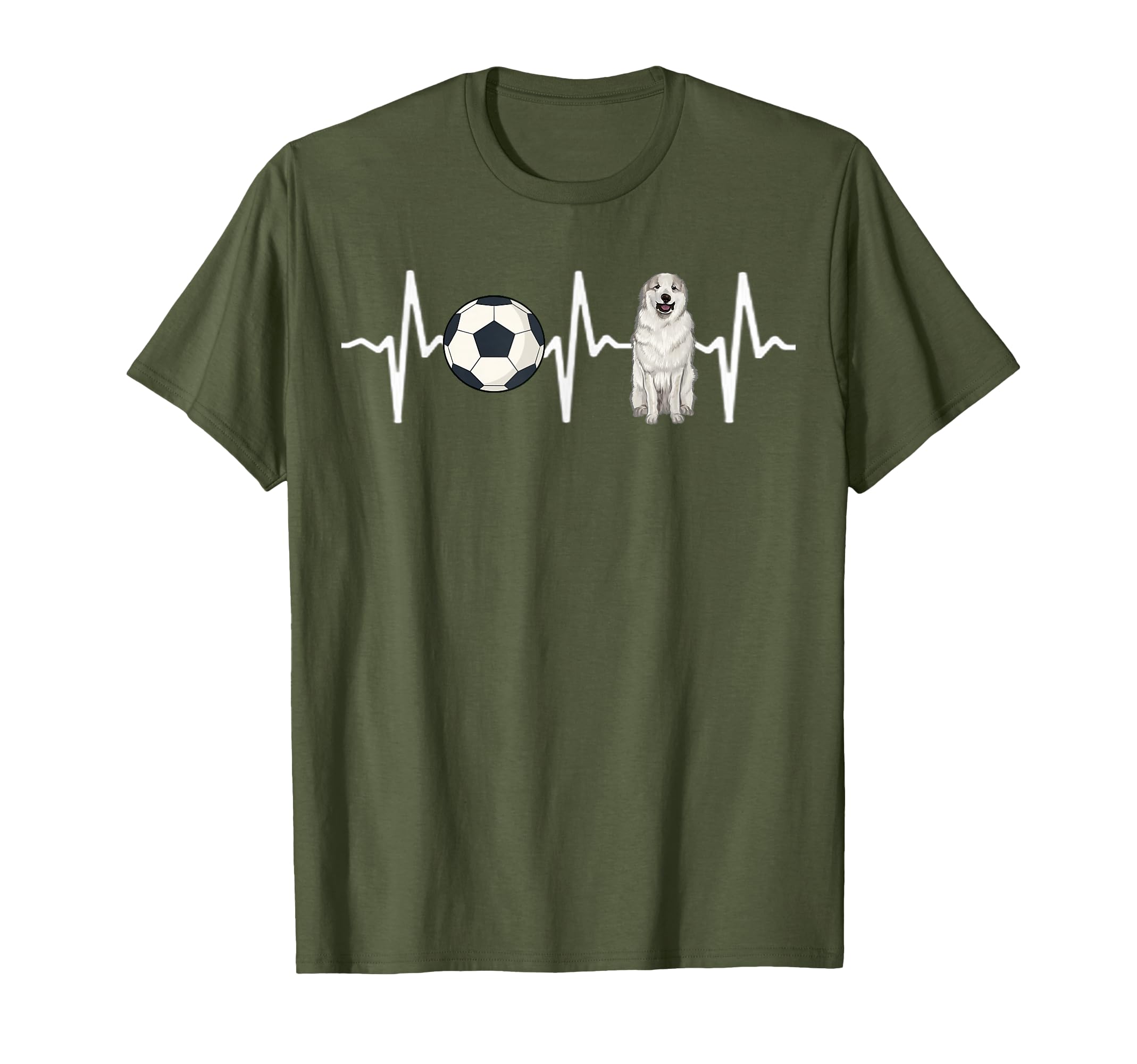 Soccer Great Pyrenee Heartbeat Dog T-Shirt - Fun Novelty Design Men Women